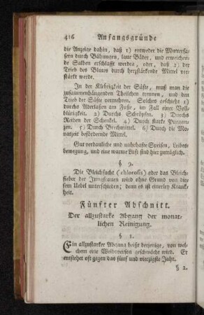 Fünfter Abschnitt. Der allzustarke Abgang der monatlichen Reinigung.
