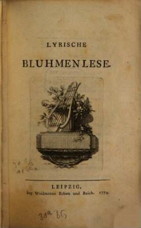 Lyrische Bluhmenlese, [1]