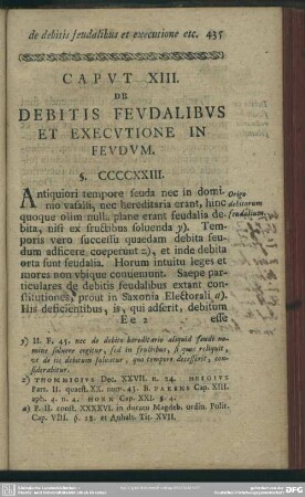 Caput XIII. De Debitis Feudalibus Et Executione In Feudum