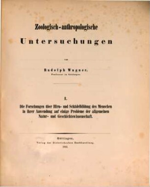 Zoologisch-anthropologische Untersuchungen, 1