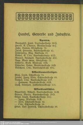 Berufsklassen und Geschäftsbetriebe : Handel, Gewerbe und Industrie