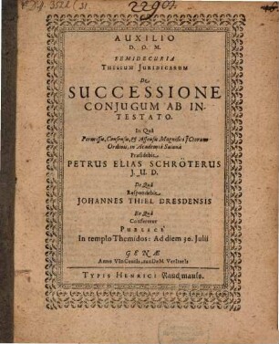 Semidecura thesium iur. de successione coniugum ab intestato