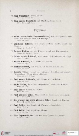 Fayencen (Nr. 75 - 199)