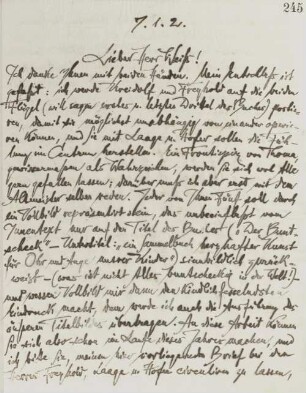 Brief an Emil Rudolf Weiss