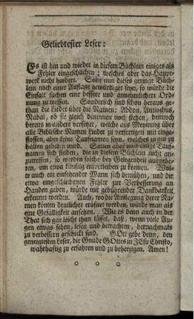 Geliebtester Leser:
