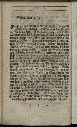 Geliebtester Leser: