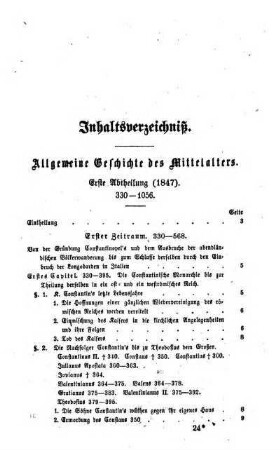Inhaltsverzeichniß. Allgemeine Geschichte des Mittelalters