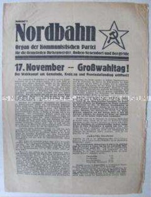 Mitteilungsblatt der KPD-Ortsgruppe Birkenwerder zu den Kommunalwahlen