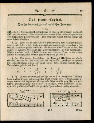 Das sechste Capitel. Von den harmonischen und melodischen Tonleitern