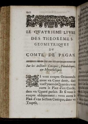 Livre IV. Sur les Sections Coniques, Praboliques et Hyperboliques.
