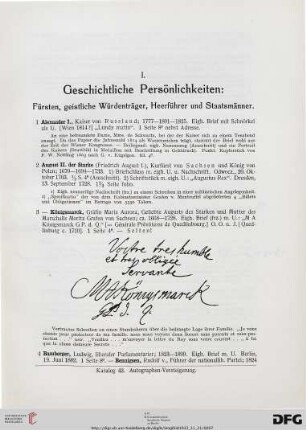 I. Geschichtliche Persönlichkeiten (Nr. 1-108)