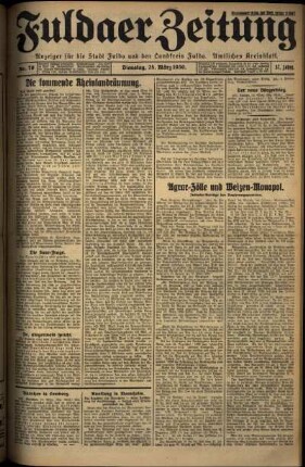 Ausgabe vom Dienstag, den 25. März 1930.