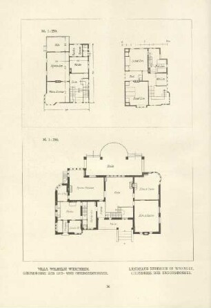 Villa Wilhelm Wertheim. Grundrisse des Erd- und Obergeschosses. Landhaus Springer in Wannsee. Grundriss des Erdgeschosses