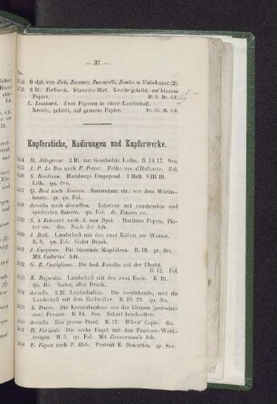 Kupferstiche, Radirungen und Kupferwerke.
