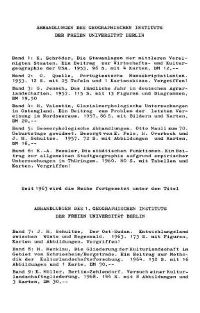 Abhandlungen des Geographischen Instituts der Freien Universität Berlin