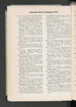 Mitarbeiter des 81. Jahrgangs (1974)