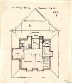 Fischer, Theodor; Bamberg; Haus Dr. Ament - Dachausbau (Grundriss, Schnitt)