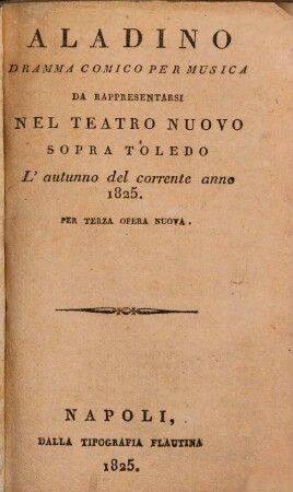 Aladino : Dramma comico per musica