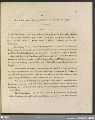 II. Betrachtungen über die Geistesbildung des Kriegers