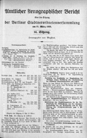 Sitzung 14, 21. März 1929