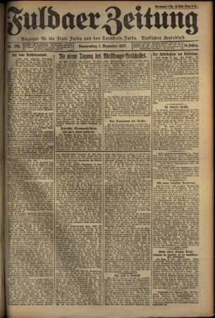 Erste Ausgabe vom Donnerstag, den 01. Dezember 1927.