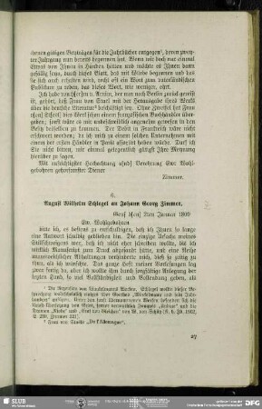 August Wilhelm von Schlegel an Johann Georg Zimmer, Genf, 02.01.1809