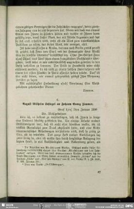 August Wilhelm von Schlegel an Johann Georg Zimmer, Genf, 02.01.1809