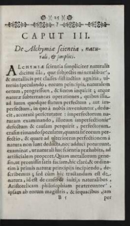 Caput III. De Alchymiae scientia, naturali, & simplici