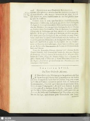 Chapitre LVIII. Du Tiers Ordre des Minimes