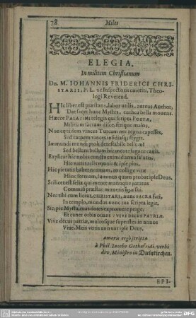 Elegia. In militem Chrstianum