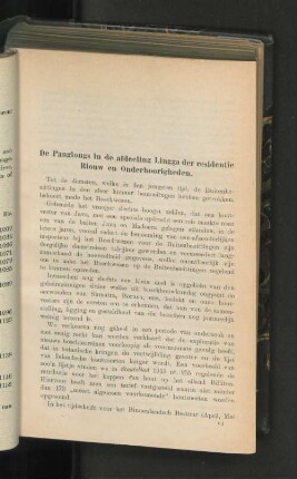 De Panglongs in de afdeeling Lingga der residentie Riouw en Onderhoorigheden, door S.