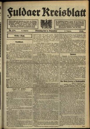 Erste Ausgabe vom Dienstag, den 06. Dezember 1910.