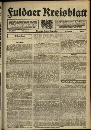 Erste Ausgabe vom Dienstag, den 06. Dezember 1910.