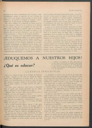 ¡Eduquemos a nuestros hijos! ¿Qué es educar? : La fatiga intelectual