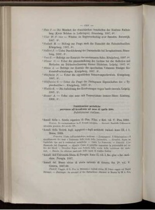 Pubblicazioni periodiche pervenute all' Accademia nel mese di aprile 1888.