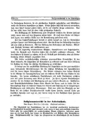 Religionsunterricht in der Arbeitsschule