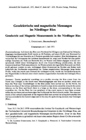 Geoelektrische und magnetische Messungen im Nördlinger Ries