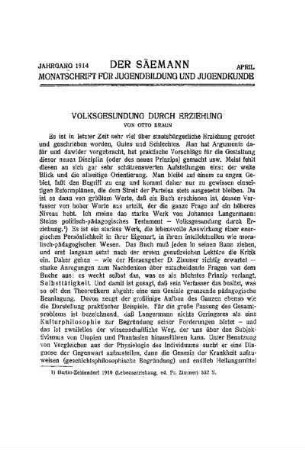 Volksgesundung durch Erziehung