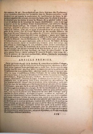 Edict du roy portant reglement pour les colleges qui ne dependent pas des universités ...
