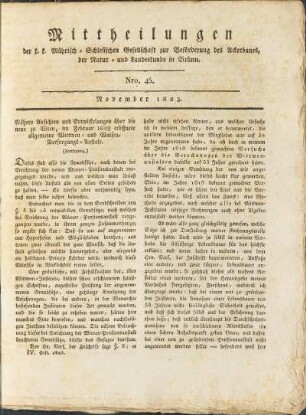 Mittheilungen. Nro. 45. November 1823.