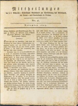 Mittheilungen. Nro. 45. November 1823.