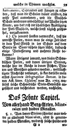 Das Zehnte Capitel. Von allerhand Berg-Arten, Mineralien und halben Metallen