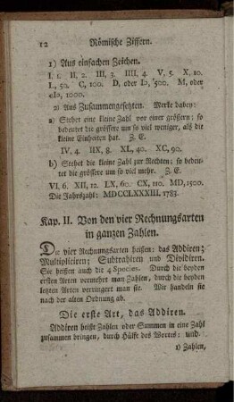 Kapitel II. Von den vier Rechnungsarten in ganzen Zahlen.