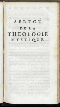 Abregé De La Theologie Mystique.