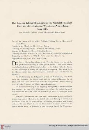 Das Essener Kleinwohnungshaus im Niederrheinischen Dorf auf der Deutschen Werkbundausstellung, Köln 1914