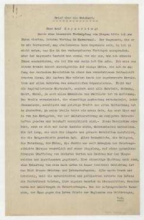 Brief von Raoul Hausmann an Hermann Graf Keyserling. [Berlin]. Beiliegend: Notizzettel