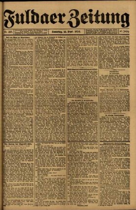 Erste Ausgabe vom Samstag, den 18. September 1920.
