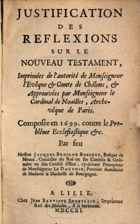 Justification Des Reflexions Sur Le Nouveau Testament
