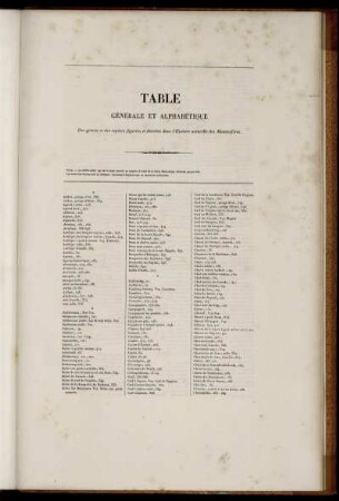 Table Gènèrale et Alphabètique