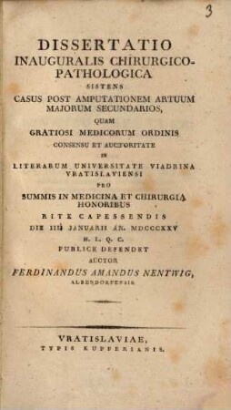 Diss. inaug. chir. pathol., sistens casus post amputationem artuum maiorum secundarios